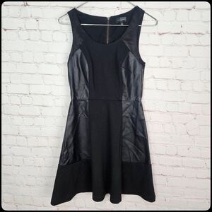 NWT THE LIMITED Sleeveless Fit & Flare Vegan Leather Panel Little Black Dress XS